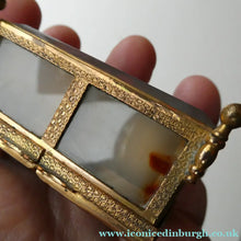 Load image into Gallery viewer, Antique Victorian Agate and Gilt Metal Dual Hinge Stamp Box

