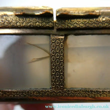 Load image into Gallery viewer, Antique Victorian Agate and Gilt Metal Dual Hinge Stamp Box
