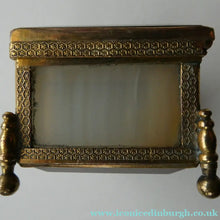 Load image into Gallery viewer, Antique Victorian Agate and Gilt Metal Dual Hinge Stamp Box
