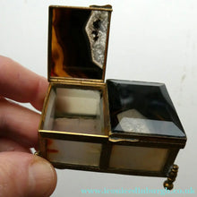 Load image into Gallery viewer, Antique Victorian Agate and Gilt Metal Dual Hinge Stamp Box
