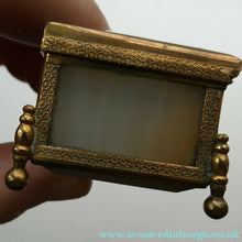 Load image into Gallery viewer, Antique Victorian Agate and Gilt Metal Dual Hinge Stamp Box
