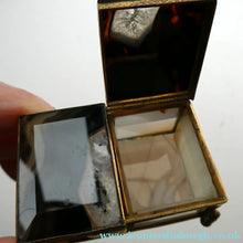 Load image into Gallery viewer, Antique Victorian Agate and Gilt Metal Dual Hinge Stamp Box
