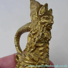 Load image into Gallery viewer, Antique Victorian ORMOLU / BRASS Chamberstick. Extremely Ornate Decoration with Devil Snuffer and Mask Heads. Very Rare
