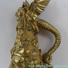 Load image into Gallery viewer, Antique Victorian ORMOLU / BRASS Chamberstick. Extremely Ornate Decoration with Devil Snuffer and Mask Heads. Very Rare
