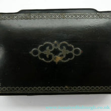 Load image into Gallery viewer, ANTIQUE Victorian Papier Mache Snuff Box with Inlaid Lid
