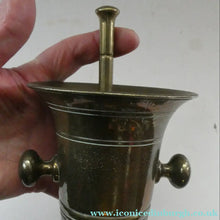Load image into Gallery viewer, Antique VICTORIAN Pharmacy Heavy Solid Brass Mortar And Pestle 
