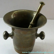 Load image into Gallery viewer, Antique VICTORIAN Pharmacy Heavy Solid Brass Mortar And Pestle 
