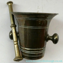 Load image into Gallery viewer, Antique VICTORIAN Pharmacy Heavy Solid Brass Mortar And Pestle 
