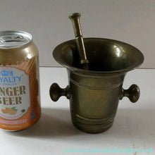 Load image into Gallery viewer, Antique VICTORIAN Pharmacy Heavy Solid Brass Mortar And Pestle 
