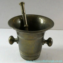 Load image into Gallery viewer, Antique VICTORIAN Pharmacy Heavy Solid Brass Mortar And Pestle 
