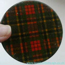 Load image into Gallery viewer, Antique Victorian Scottish Mauchline Ware TARTANWARE Circular Box. McBeth Tartan
