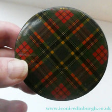 Load image into Gallery viewer, Antique Victorian Scottish Mauchline Ware TARTANWARE Circular Box. McBeth Tartan

