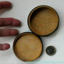Load image into Gallery viewer, Antique Victorian Scottish Mauchline Ware TARTANWARE Circular Box. McBeth Tartan
