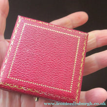 Load image into Gallery viewer, Antique SCOTTISH VICTORIAN SILVER &amp; Agate Hardstone Brooch or Pin. Old Red Leather Box
