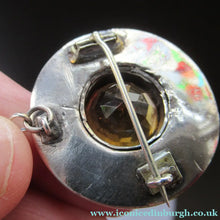 Load image into Gallery viewer, Antique SCOTTISH VICTORIAN SILVER &amp; Agate Hardstone Brooch or Pin. Old Red Leather Box
