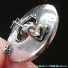 Load image into Gallery viewer, Antique SCOTTISH VICTORIAN SILVER &amp; Agate Hardstone Brooch or Pin. Old Red Leather Box
