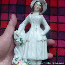 Load image into Gallery viewer, ANTIQUE Victorian Staffordshire Figurine. Highland Lady with Basket of Grapes
