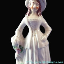 Load image into Gallery viewer, ANTIQUE Victorian Staffordshire Figurine. Highland Lady with Basket of Grapes
