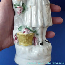 Load image into Gallery viewer, ANTIQUE Victorian Staffordshire Figurine. Highland Lady with Basket of Grapes
