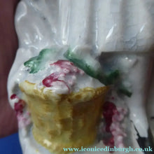 Load image into Gallery viewer, ANTIQUE Victorian Staffordshire Figurine. Highland Lady with Basket of Grapes
