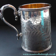 Load image into Gallery viewer, ANTIQUE Victorian Sterling SOLID SILVER Christening Mug with Gold Gilt Interior by William Evans
