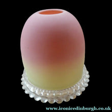 Load image into Gallery viewer, ANTIQUE Victorian Thomas WEBB Burmese Glass Shade with Clarke's Cricklite FAIRY Lamp or Night Light
