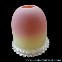 Load image into Gallery viewer, ANTIQUE Victorian Thomas WEBB Burmese Glass Shade with Clarke's Cricklite FAIRY Lamp or Night Light
