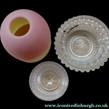 Load image into Gallery viewer, ANTIQUE Victorian Thomas WEBB Burmese Glass Shade with Clarke's Cricklite FAIRY Lamp or Night Light
