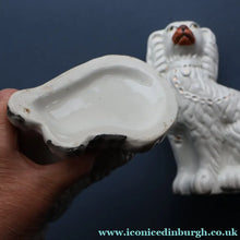 Load image into Gallery viewer, ANTIQUE 19th Century SMALLER SIZE White Staffordshire Dogs / Wally Dugs
