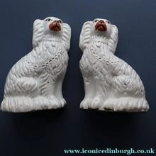 Load image into Gallery viewer, ANTIQUE 19th Century SMALLER SIZE White Staffordshire Dogs / Wally Dugs
