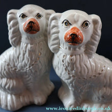 Load image into Gallery viewer, ANTIQUE 19th Century SMALLER SIZE White Staffordshire Dogs / Wally Dugs

