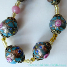 Load image into Gallery viewer, Old "WEDDING CAKE" Murano Glass Blue Bead Necklace
