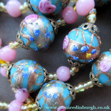 Load image into Gallery viewer, Old "WEDDING CAKE" Murano Glass Blue Bead Necklace

