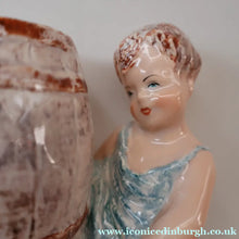 Load image into Gallery viewer, Antique WEDGWOOD &amp; Co., LTD Figurine. Two Children Carrying a Barrel. Unicorn Mark
