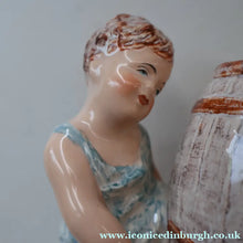 Load image into Gallery viewer, Antique WEDGWOOD &amp; Co., LTD Figurine. Two Children Carrying a Barrel. Unicorn Mark
