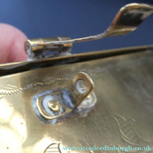 Load image into Gallery viewer, Arts and Crafts Brass Casket with Engraved Wyvern Decoration, Strapwork Bands &amp; Claw Feet

