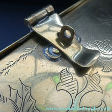 Load image into Gallery viewer, Arts and Crafts Brass Casket with Engraved Wyvern Decoration, Strapwork Bands &amp; Claw Feet
