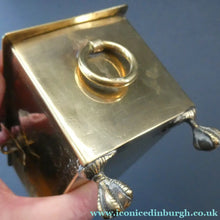 Load image into Gallery viewer, Arts and Crafts Brass Casket with Engraved Wyvern Decoration, Strapwork Bands &amp; Claw Feet
