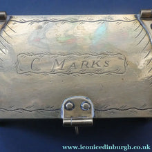 Load image into Gallery viewer, Arts and Crafts Brass Casket with Engraved Wyvern Decoration, Strapwork Bands &amp; Claw Feet
