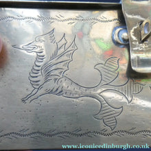 Load image into Gallery viewer, Arts and Crafts Brass Casket with Engraved Wyvern Decoration, Strapwork Bands &amp; Claw Feet
