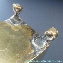 Load image into Gallery viewer, Arts and Crafts Brass Casket with Engraved Wyvern Decoration, Strapwork Bands &amp; Claw Feet
