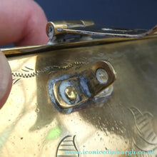 Load image into Gallery viewer, Arts and Crafts Brass Casket with Engraved Wyvern Decoration, Strapwork Bands &amp; Claw Feet

