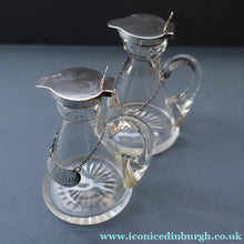 Load image into Gallery viewer, B/ ANTIQUE WHISKY NOGGIN. Hallmarked 1907 Hukin and Heath Silver Mounts; with Cute Miniature Silver Whisky Label
