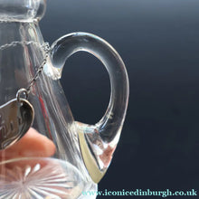 Load image into Gallery viewer, B/ ANTIQUE WHISKY NOGGIN. Hallmarked 1907 Hukin and Heath Silver Mounts; with Cute Miniature Silver Whisky Label
