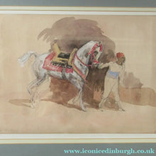 Load image into Gallery viewer, Antoine de la Boulaye Oriental Horseman Leading a White Horse or Stallion Signed

