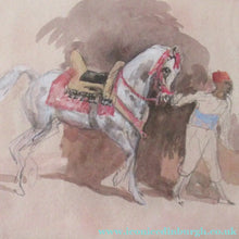 Load image into Gallery viewer, Antoine de la Boulaye Oriental Horseman Leading a White Horse or Stallion Signed
