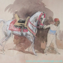 Load image into Gallery viewer, Antoine de la Boulaye Oriental Horseman Leading a White Horse or Stallion Signed
