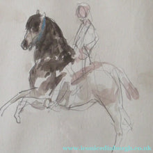 Load image into Gallery viewer, Antoine de la Boulaye Vintage Drawing of a Man on a Horse. Signed in Pencil. Contemporary French Art
