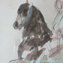 Load image into Gallery viewer, Antoine de la Boulaye Vintage Drawing of a Man on a Horse. Signed in Pencil. Contemporary French Art
