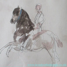 Load image into Gallery viewer, Antoine de la Boulaye Vintage Drawing of a Man on a Horse. Signed in Pencil. Contemporary French Art
